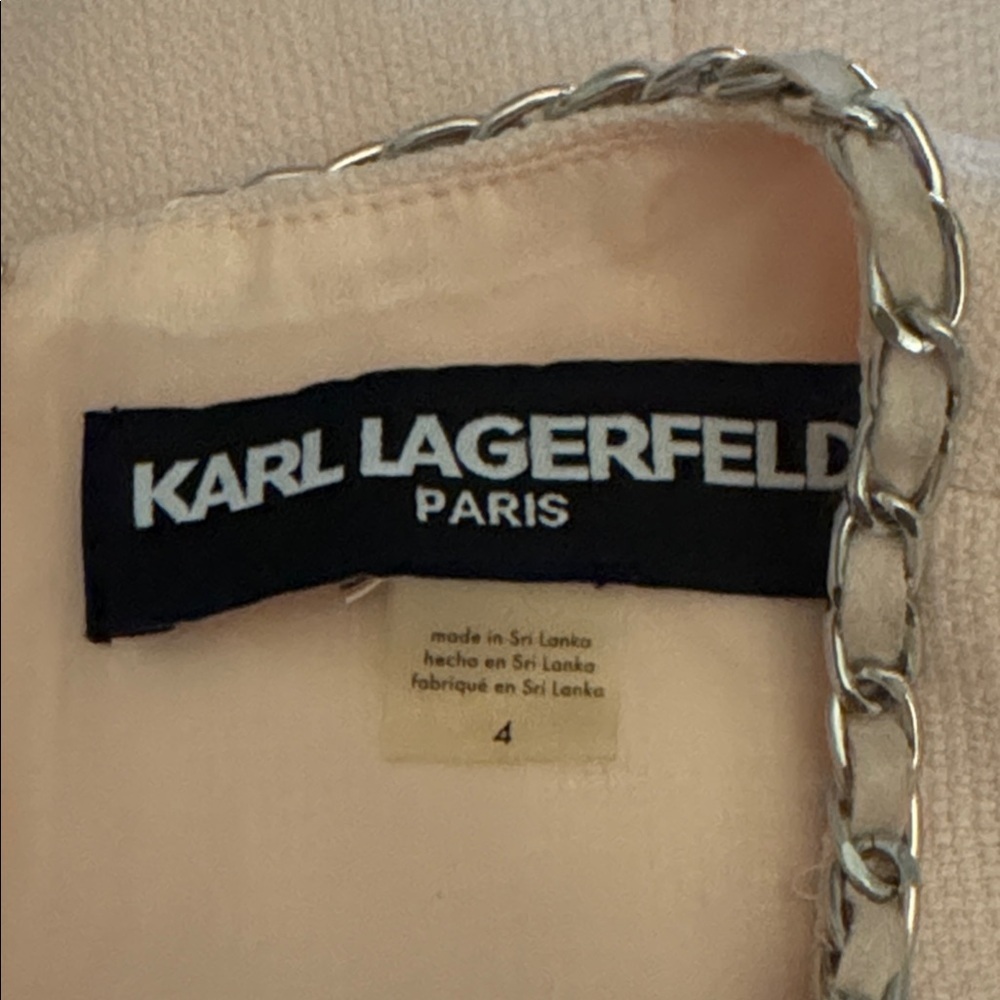 Karl Lagerfeld Pale Pink Sleeveless Shift Dress with Chain Trim - Picture 6 of 6